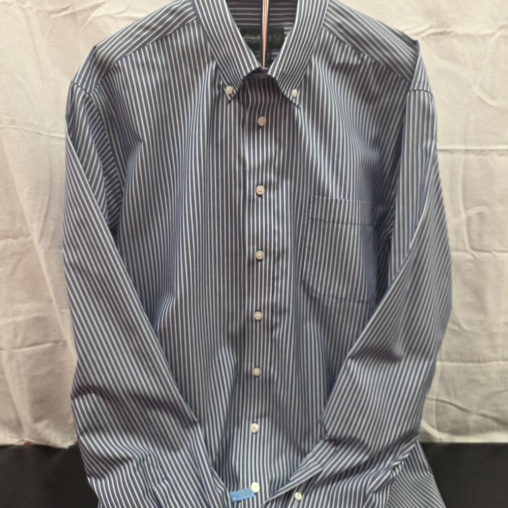 Eddie Bauer Navy Striped Button Down Shirt